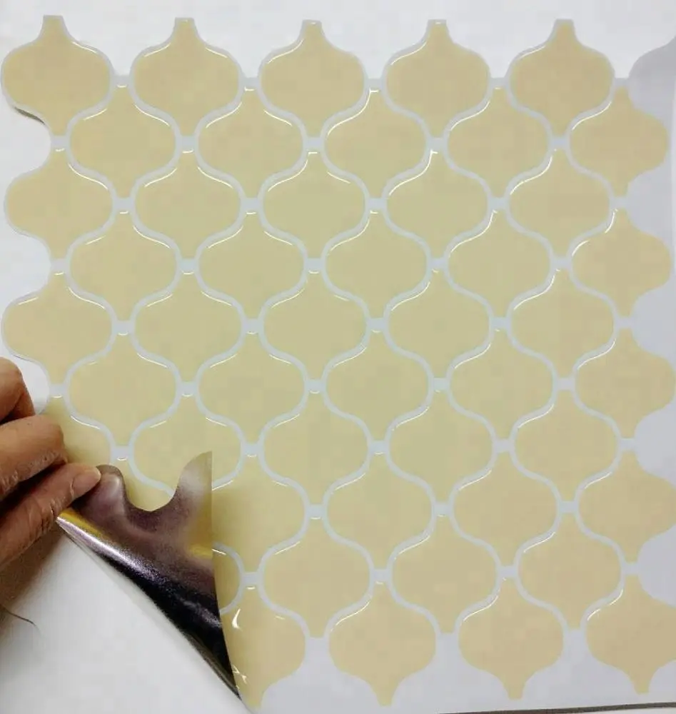 Rental House Indoor Decor Stick on Backsplash RV Kitchen Smart Yellow Arabesque Peel And Stick Tile