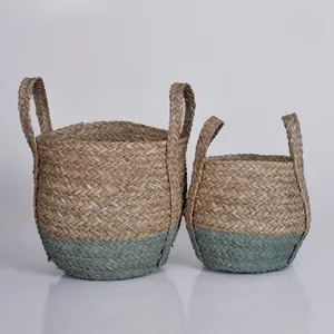 Water Hyacinth Straw Basket Handmade Sea Grass Storage