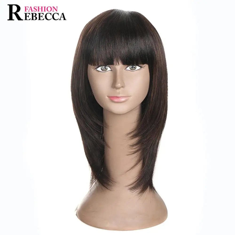 Rebecca Fashion Silky Straight Human Hair Wig with Bangs