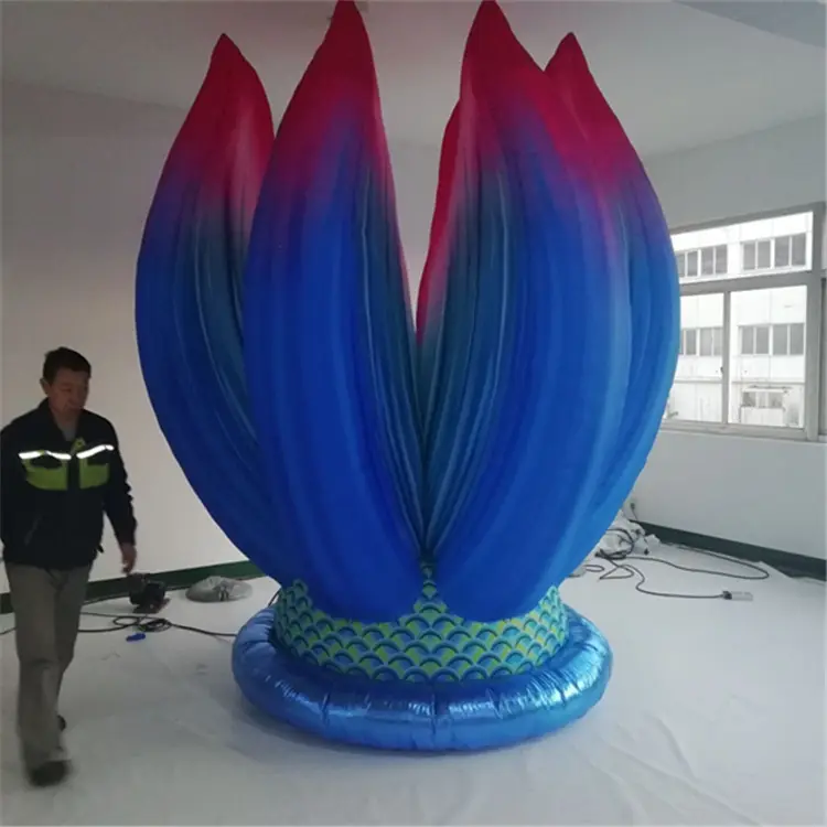 Aangepaste giant bruiloft park vijver decoraties intrekbare opblaasbare Lotus bloem met LED verlichting