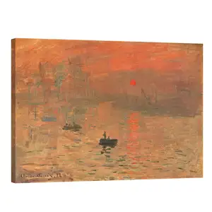การทำสำเนาภาพวาดที่มีชื่อเสียงของ Monet อิมเพรสชั่นนิสต์ความประทับใจพระอาทิตย์ขึ้นศิลปะการตกแต่งผนังภาพวาด
