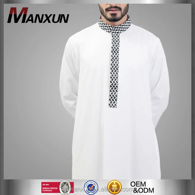 Kurta Designs-Foto de Jubba para hombre, diseño de Thobe árabe blanco y negro