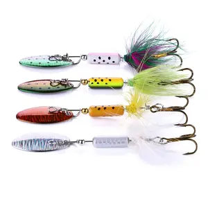 Hengjia feather tie metal fishing lure spinner spoon bait 6.5CM 3.5G for fishing