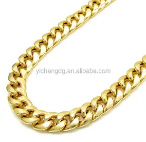 10 Karat Gelbgold Italien Herren Miami Cuban Curb Hohl kette Halskette 316L Edelstahl Miami Cuban Chain