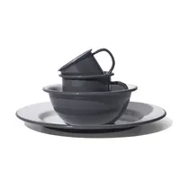 Горячо продаваемый ОЕМ эмаль костра посуда, набор из 3 штук-кружка, миска, тарелка для использования на открытом воздухе