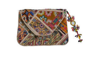 Exclusive Designer Banjara Vintage Fashion Handbags Clutches <b>Mirror</b> Work Purses Hand Embroidery Patchwork Women's Evening - Product Image 2