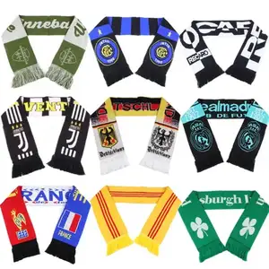 Promotional OEM Jacquard Pattern Cheap Knitted Souvenirs Team Style Soccer Football Fan Scarf