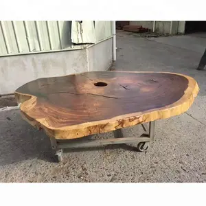 South American Walnut Wood Live Edge Table Slab Table With Iron Legs For Home Furniture And Office Furniture