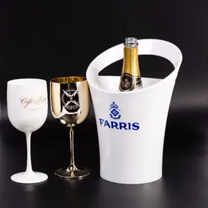 Wholesale Price Promotional Functionality Champagne ice bucket with plastic wine glass