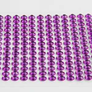 Пользовательский акриловый Драгоценный Камень Алмазный Кристалл Стразы наклейка лист 3 мм, 4 мм, 6 мм Камни фиолетовый лист