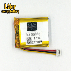 Plug 2,0-3 p lithium battery 753048 1500 mAh rechargeable lithium polymer battery Pl LiPo battery with wires - Product Image 2