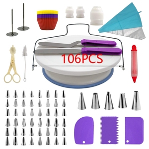 12pcs Plastic Eco-Friendly Set <strong>Cake</strong> Decorating <strong>Kit</strong> with <strong>Cake</strong> Turntable Cups Straight Angled Spatula Icing White Scraper - Product Image 6