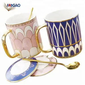 批发欧式英国陶瓷大容量杯黄金陶瓷情侣杯定制咖啡杯马克杯