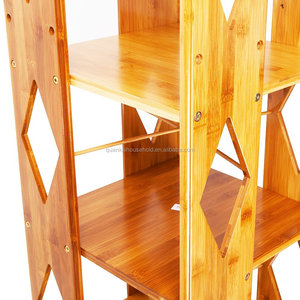 Bamboo 5 Tiers Revolving Libreria con 5 Regolabile Multiuso Libro Scaffali - Product Image 4