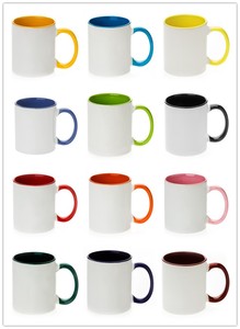 Taza interior con asa de color impresa personalizada, regalo, taza de impresión de 11 onzas/15 onzas, foto de texto con imagen, vaporizador de sublimación de cerámica azul interior de 11 onzas - Product Image 3