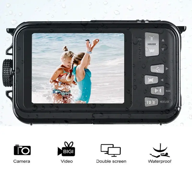 Underwater Camera Waterproof Digital Camera Full HD 1080P Macro Shooting Selfie Dual Screen Video RecorderためSnorkeling