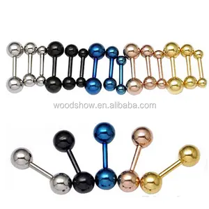 Duyizhao Homens de Aço Inoxidável Bola Barbell Orelha Piercing Studs Brincos Preto Golden studs jóias Tragus Brinco