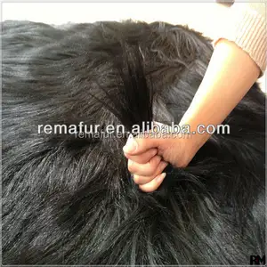 China de fábrica al por mayor de cabello largo recto oveja y cabra piel placa en 15 cm