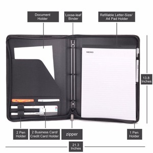 Phong cách mới da xoắn ốc vòng chất kết dính A4 thư mục tập tin du lịch tổ chức danh mục đầu tư với dây kéo - Product Image 6