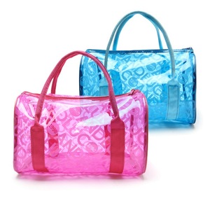 Factory Price Amazon Portable Candy Dot Waterproof Transparent Pvc Beach Bag Plastic Swimming Bag Women Lady Clear Jelly Handbag