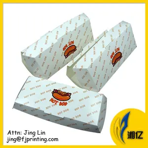 Logo personalizzato stampa di imballaggi di carta hot dog vassoio da asporto contenitore di alimento