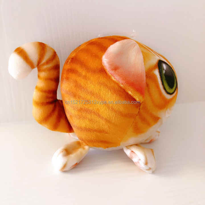 Cute Furry Cat Head Toy Has Big Eyes Pendant