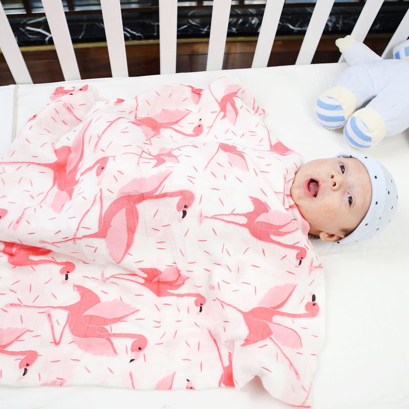 Zogift 2018 algodón manta de bebé Flamingo suave multifuncional mantas muselina del bebé - Product Image 6