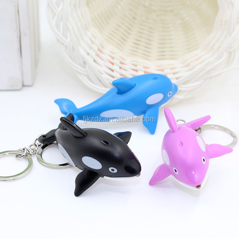 Lovely Killer Whale Shape LED Sound Keychain Aquarium Gift