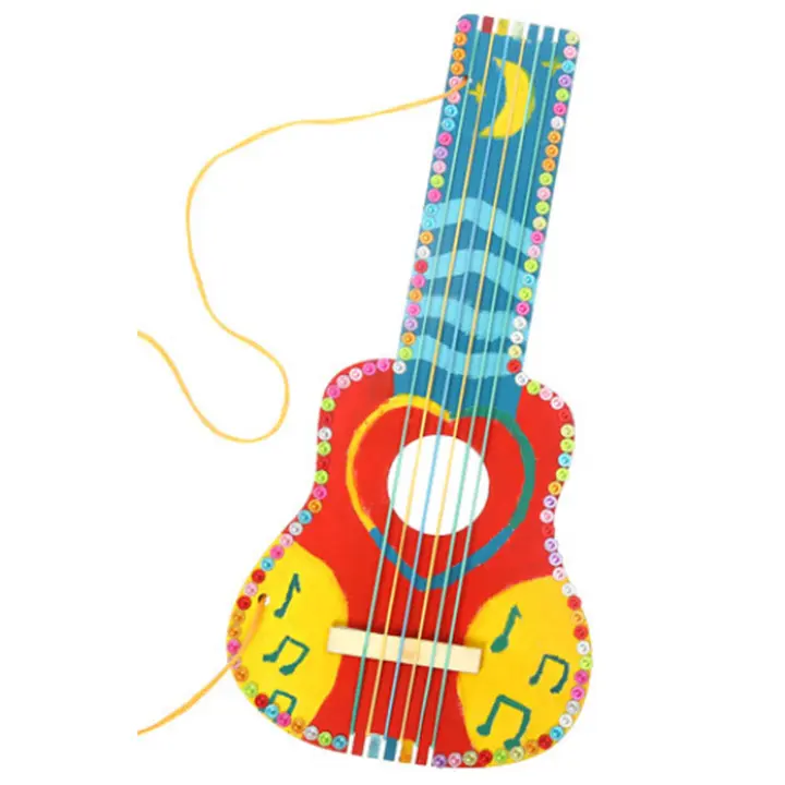 Easy Assembly Kids Toy Guitar Kit Other Educational Toys Musical Instruments Original Wood or Self Painting Color Opp Bag 200pcs