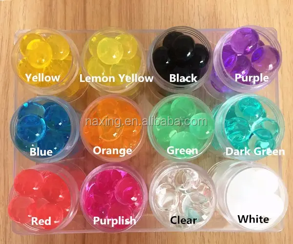 Bolas de gel de polímero absorvente de água tipo redondo, bolas para brinquedos sensorial