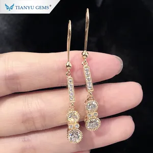 Tianyu Gems Personalized 0.5ct Moissanite Diamond 14 18k Yellow Gold Earrings Jewelry