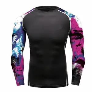 OEM Design jiu jitsu grappling long sleeve Pink Rock mma rush guard compression