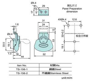 Boîte en bois TS-156-1, valise métallique de style Southco K2, serrure rotative à came encastrée pour outils, serrure à papillon - Product Image 2