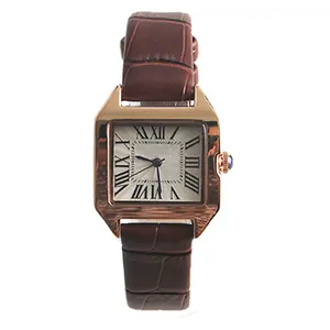 Vierkante vorm Dames mode dames pols vintage lederen horloge band 16mm echt leer quartz horloge