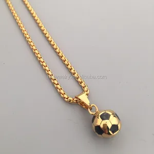 Pemasok Perhiasan Grosir Kalung Liontin Bola Sepak Bola Sepak Bola Emas Hiphop Boy