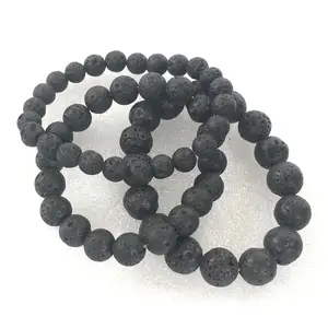 8 Mét 10 Mét 12 Mét Đen Lava Đá Hạt Đàn Hồi Dây Tinh Dầu Khuếch Tán Handmade Bracelet