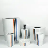 Colorful Stripe Name of Toilet Accessories Set