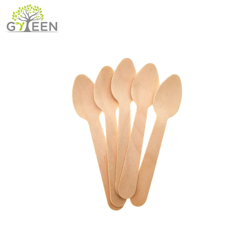 Spoons Wooden Disposable Disposable Teaspoon Spoon Set Mini Coffee Mixing Wooden Free Samples Spoons Birch Hot Stamping Logo Available Natural Wood Color