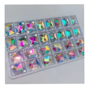 Precio de fábrica de la venta caliente de Cristal AB cósmico de costura plana de cristal de diamantes de imitación para accesorios de prendas de vestir