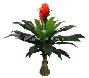 Hot Selling Real look bonsai scartlet star / indoor decor fake bromelliad plants/ artificial potted plants with flower