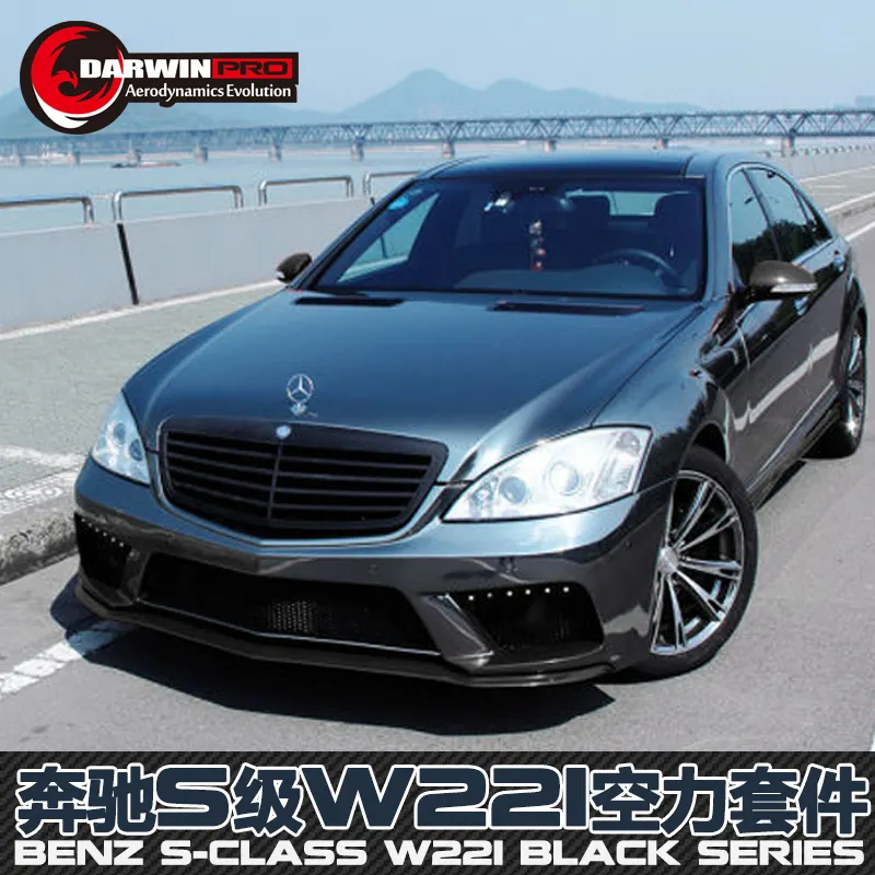 DarwinPRO S Class W221 BK Kit Badan Serat Kaca, untuk Mercedes