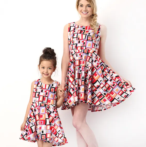 Elegante ropa a juego para madre e hija, vestidos elegantes para madre y Niña estampado vestido de fiesta imagen