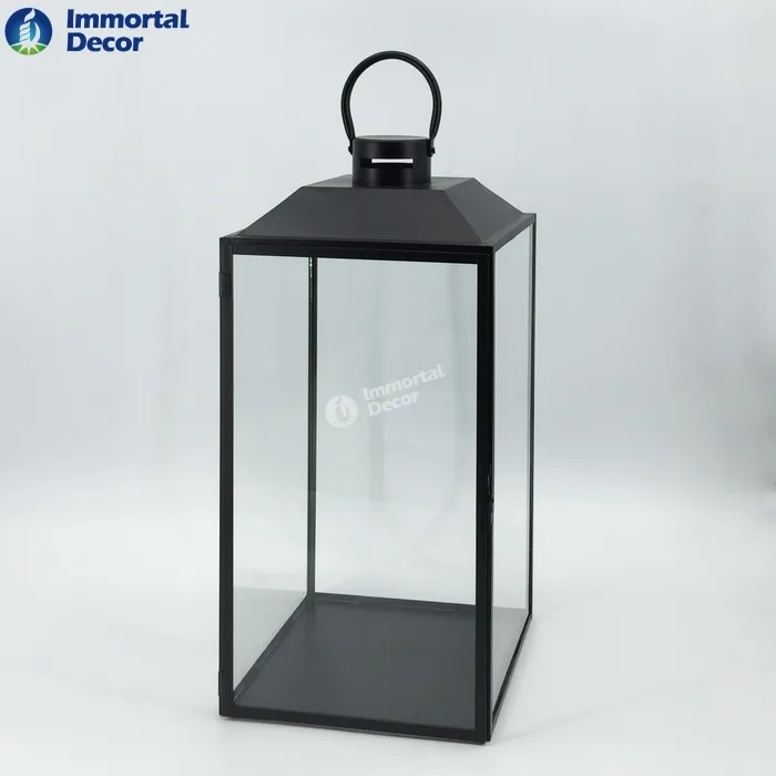 Lanterna de metal simples preta-tamanho grande