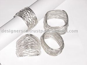 <b>Silver</b> wire <b>napkin</b> ring in round shape nickel plated finish elegant <b>silver</b> color <b>napkin</b> holder for table decoration dining setup - Product Image 2