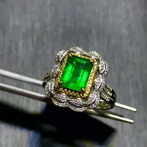 Top Koop Mooie 1.60Ct Natuurlijke Colombiaanse Emerald Ring Goud Prijs In Saoedi-arabi ë