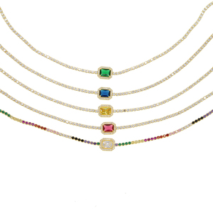 Arcobaleno birthstone cz collana girocollo da sposa tennis cz catena splendida moda alla moda europea <span class=keywords><strong>donna</strong></span> eleganza collare catena - Product Image 2