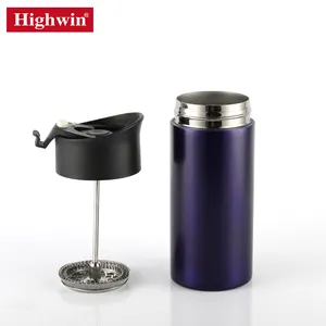 Highwin แก้วเก็บความร้อนสำหรับเดินทาง,แก้วกาแฟฝรั่งเศสพิมพ์ลายสีม่วงสุญญากาศ