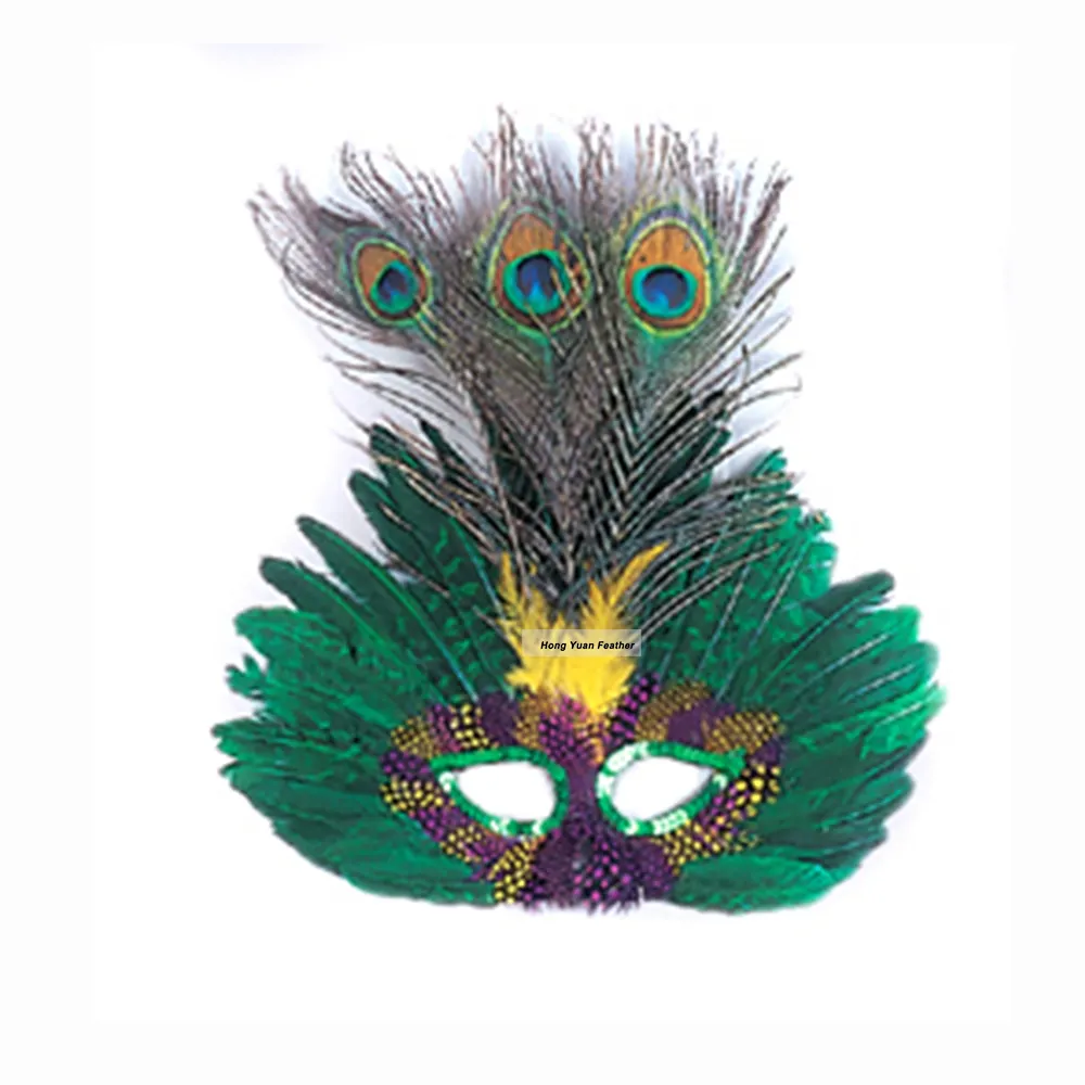 Venta al por mayor barato colorido artesanía DIY plumas mascarada fiesta máscara con plumas boda Mardi Gras máscaras a granel para fiesta suministro