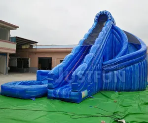 Hà Mã Bằng Đá Cẩm Thạch Màu Xanh Trượt Nước Inflatable Với Hồ Bơi Đối Với Đảng Và Các Sự Kiện