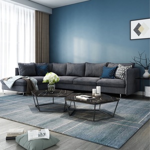 LC-1106, Set di 2 Tavolini da Caffè o Tavolini Laterali con Piano <span class=keywords><strong>in</strong></span> <span class=keywords><strong>Marmo</strong></span> Pentagonale e Gambe <span class=keywords><strong>in</strong></span> Metallo - Product Image 4
